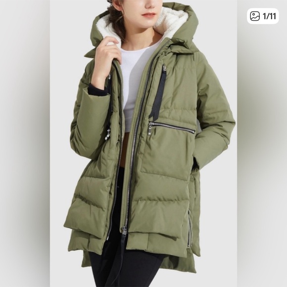 Orolay | Duck Down Thickened Puffer Parka Coat Jacket Olive Green Hood Small - Picture 1 of 12